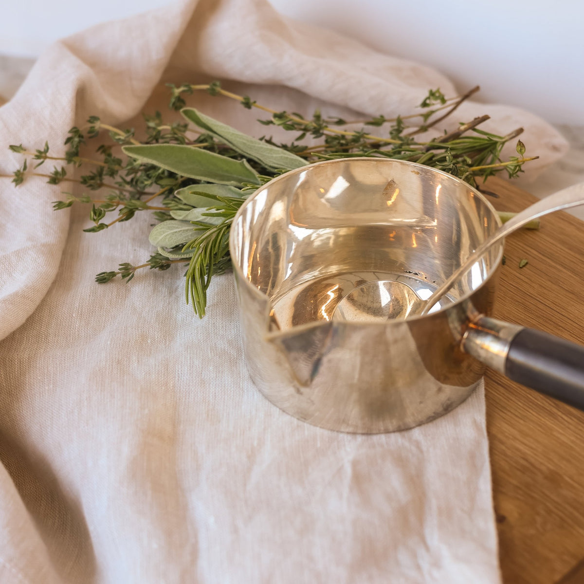 Silver Sauce Warmer with Silver Spoon - elsie green - the french kitchen