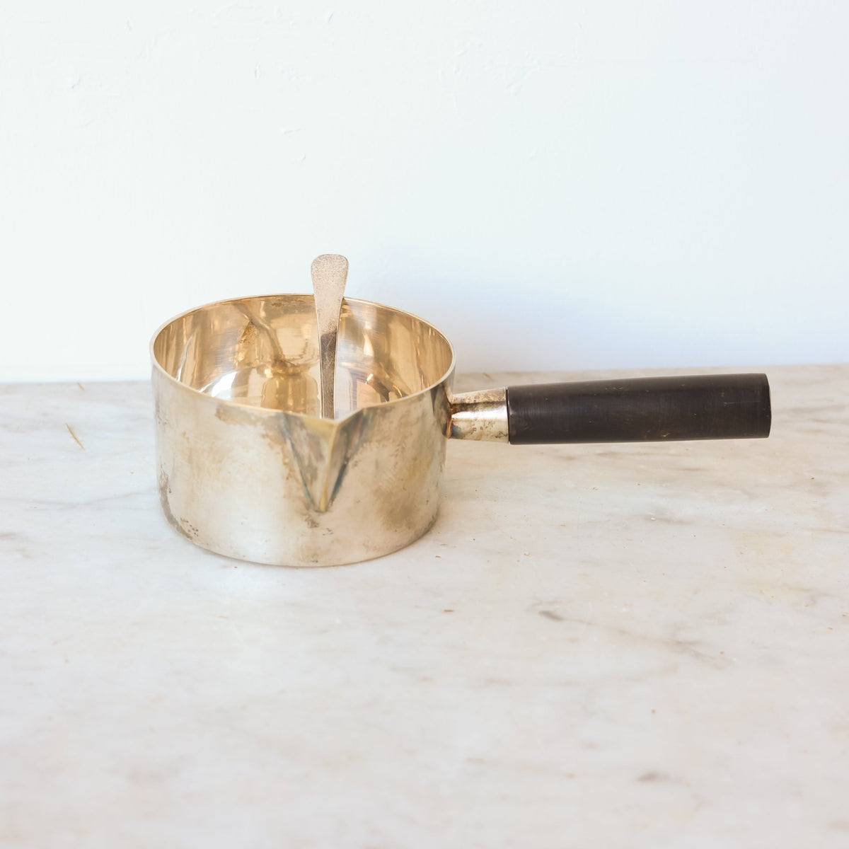Silver Sauce Warmer with Silver Spoon - elsie green - the french kitchen