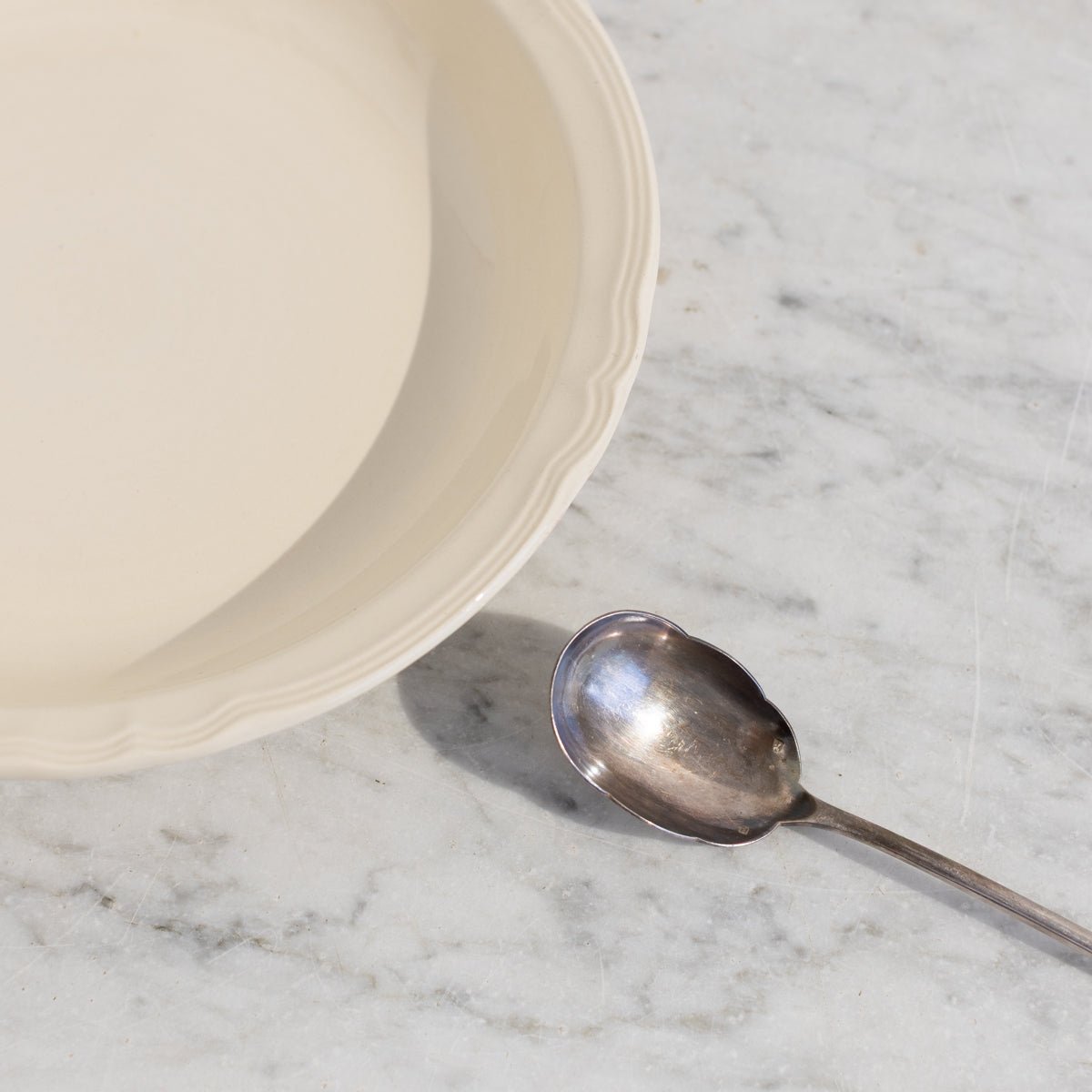 Silver Serving Spoon & Ironstone Serving Bowl | The Patrick Orbe Collection - elsie green - the french kitchen