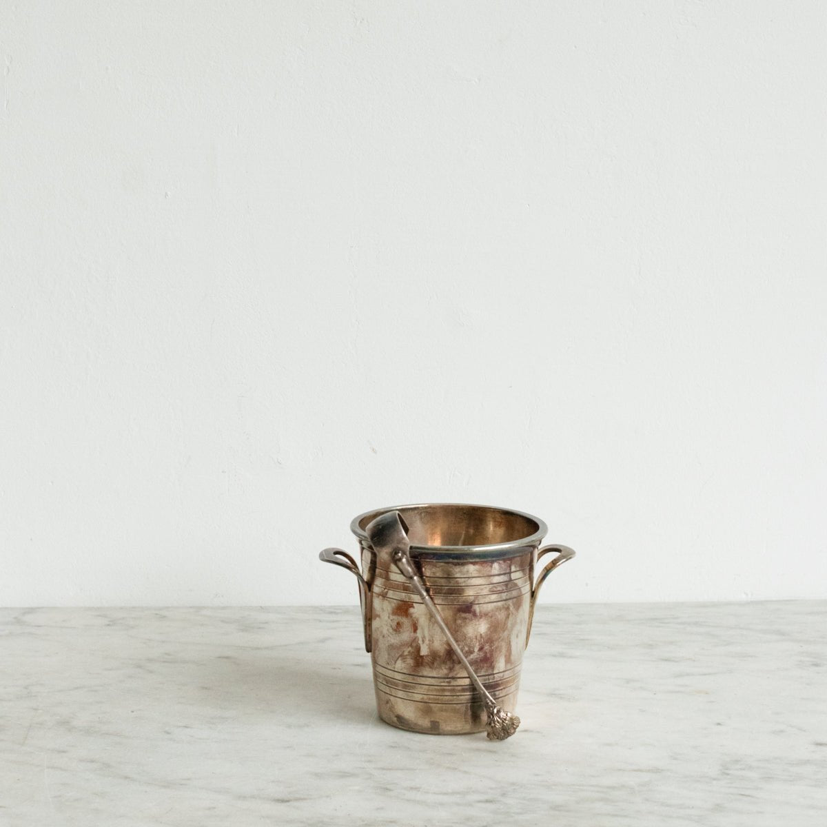 St. Medard Silver Ice Bucket With Ice Tongs - elsie green - The French Kitchen