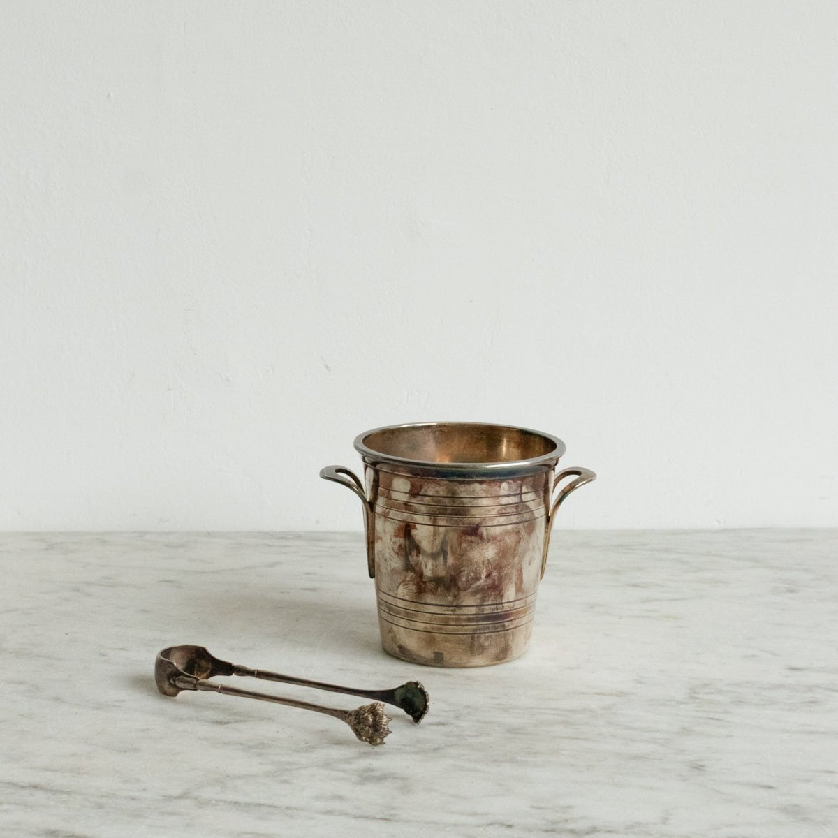 St. Medard Silver Ice Bucket With Ice Tongs - elsie green - The French Kitchen