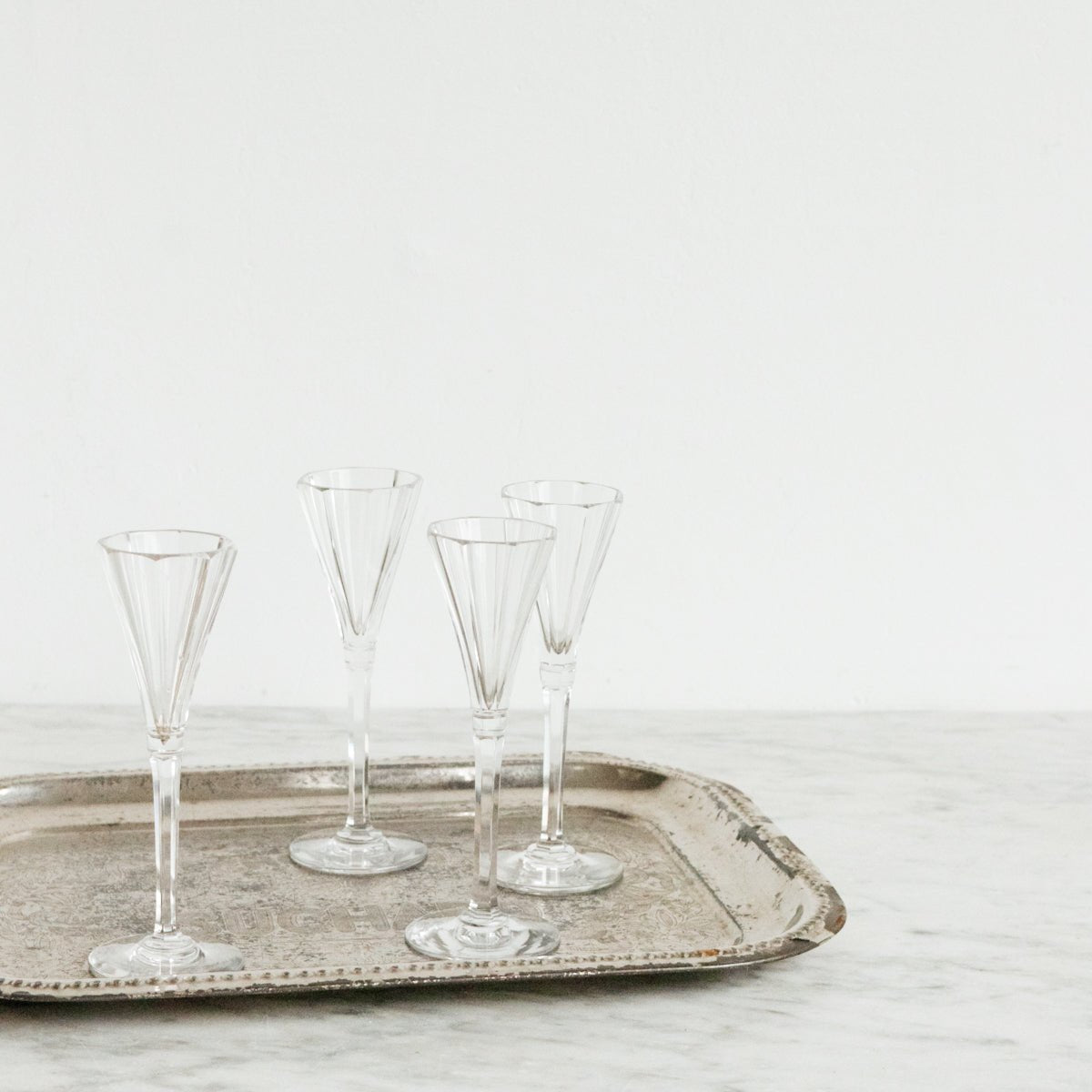 Stemmed Crystal Shot Glass Set Of 4 - elsie green - The French Kitchen