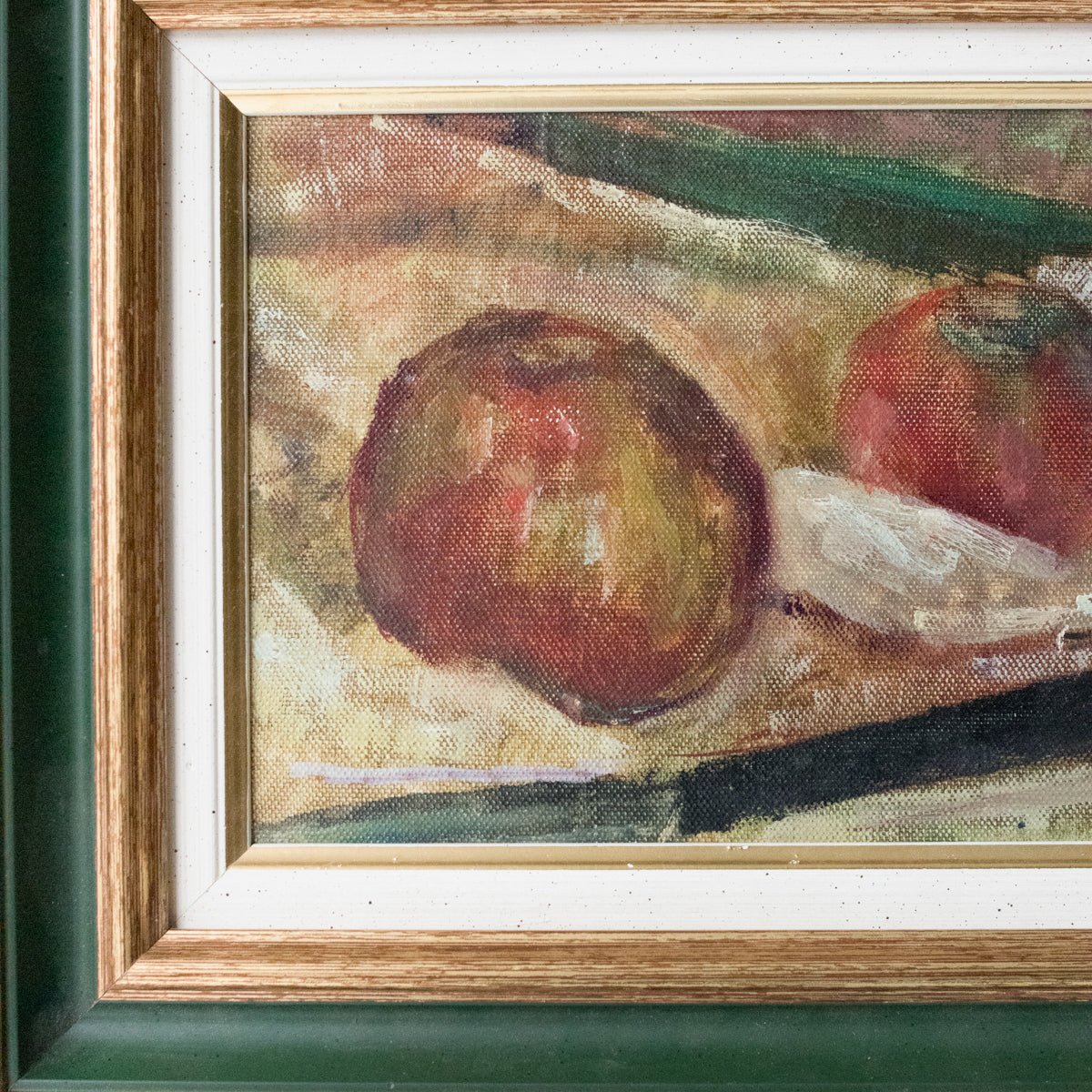 Still Life With Apple Oil Painting | Dated 1944 - elsie green - Art