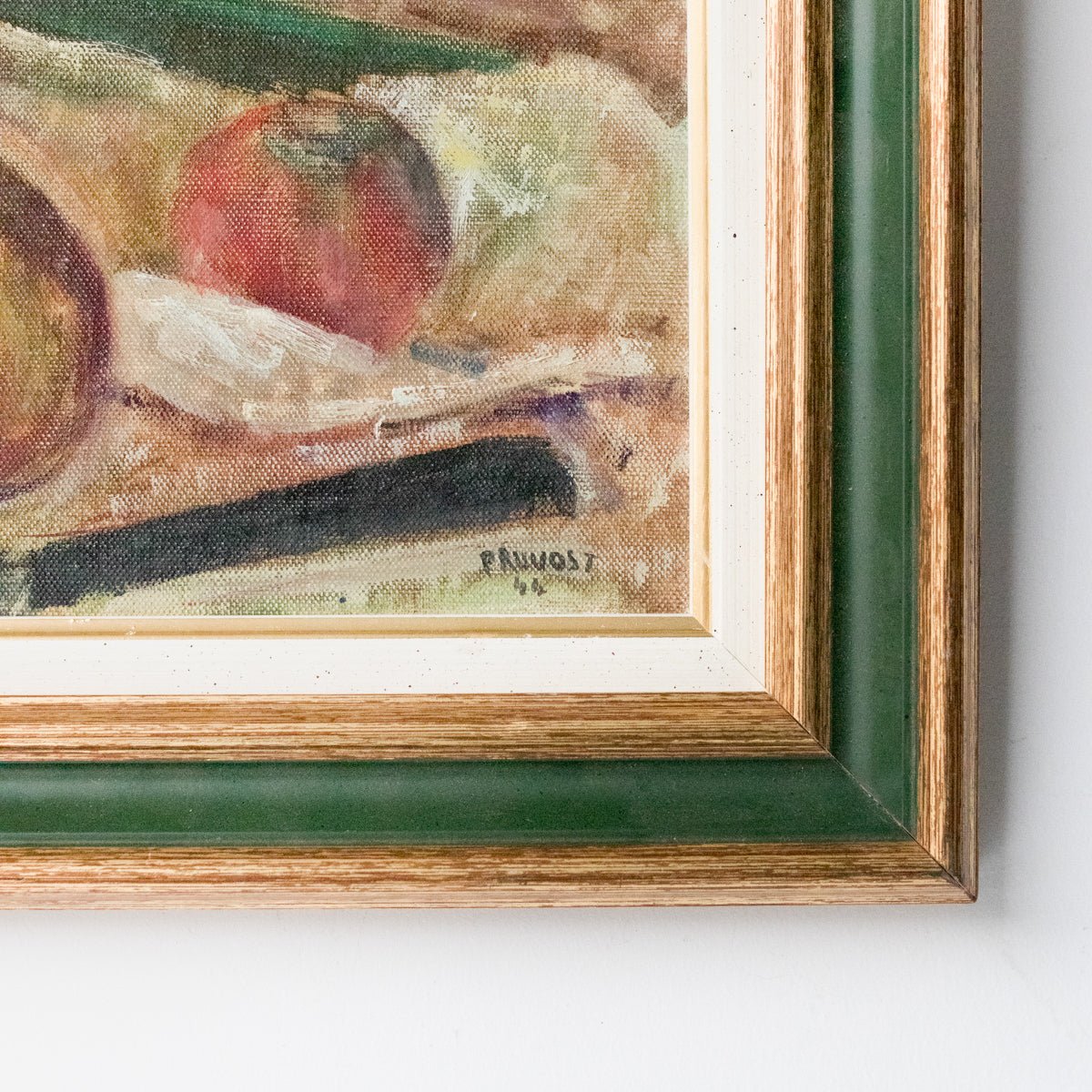 Still Life With Apple Oil Painting | Dated 1944 - elsie green - Art