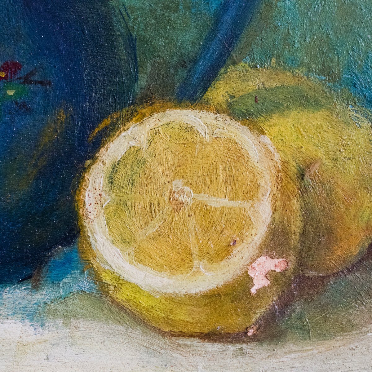 Still Life with Blue Teapot and Lemons - elsie green - art