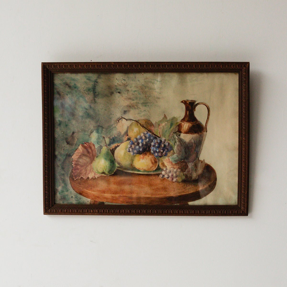 Still Life with Grapes and Pears Watercolor Painting - elsie green - art