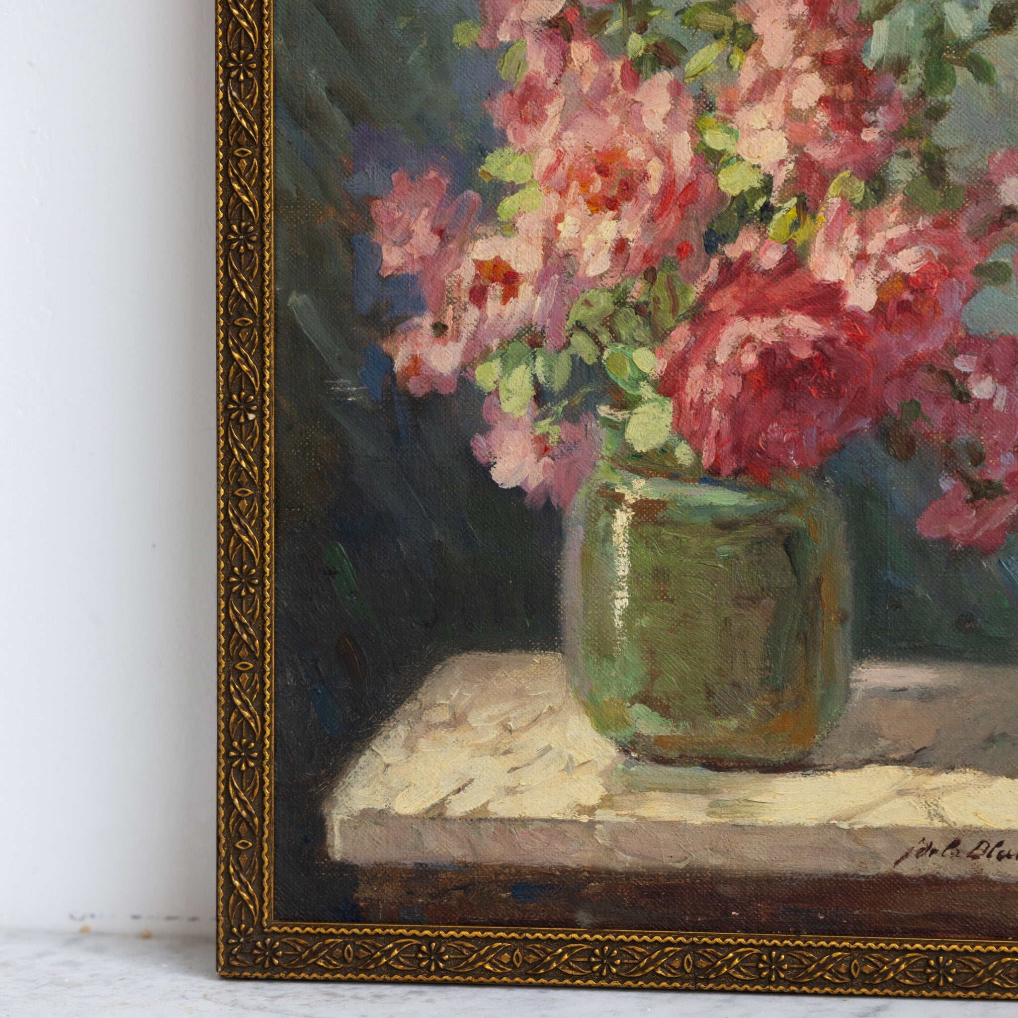 Still Life with Pink Flowers Oil Painting - elsie green - art