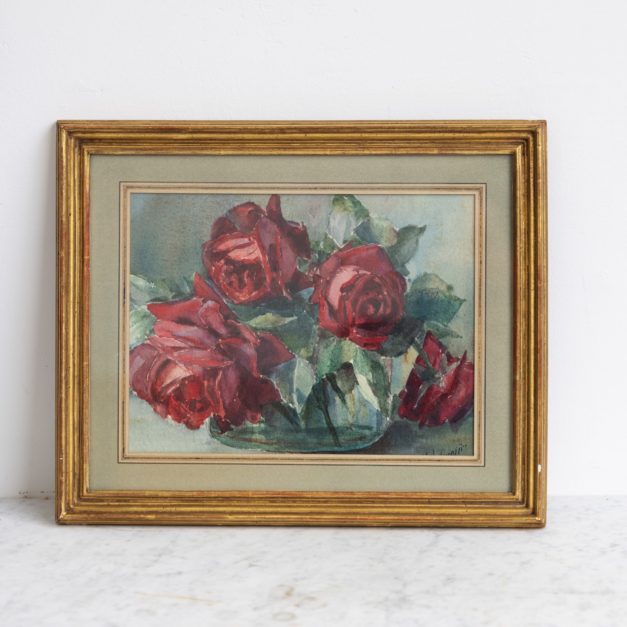 Still Life with Roses Watercolor Painting - elsie green - art