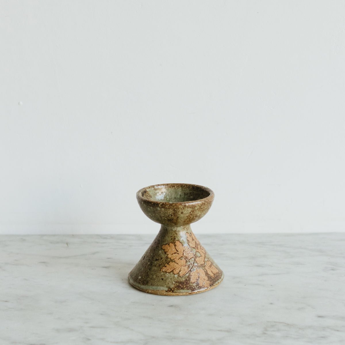 Stoneware Candlestick with Botanical Imprint - elsie green - art