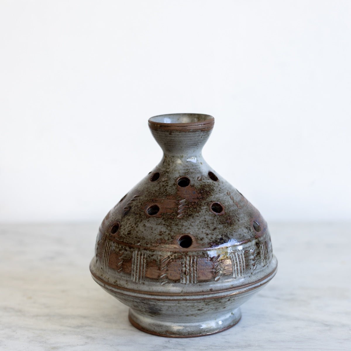 Stoneware Flower Frog | Signed by Artist - elsie green - decor