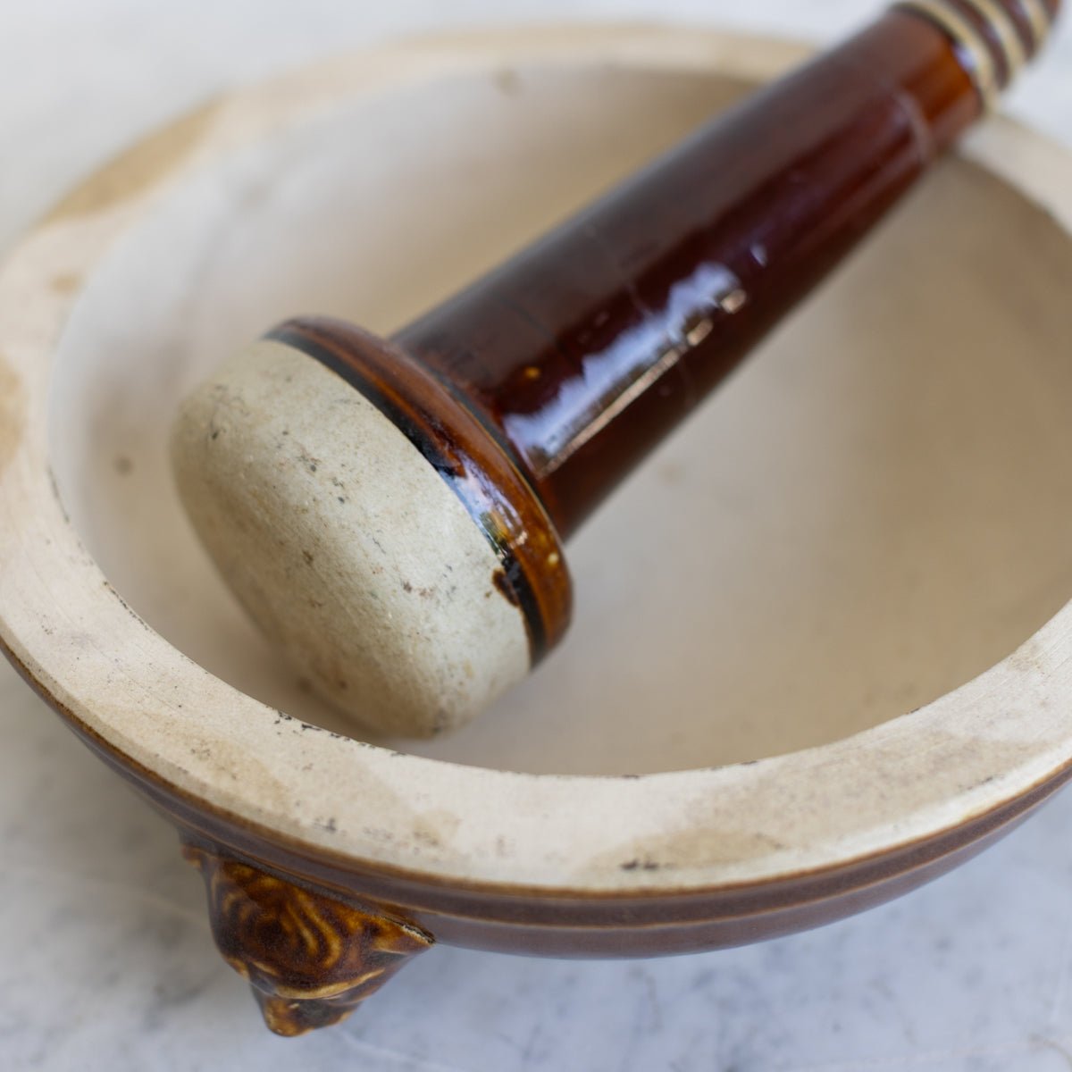 Stoneware Lion Mortar & Pestle - elsie green - the french kitchen