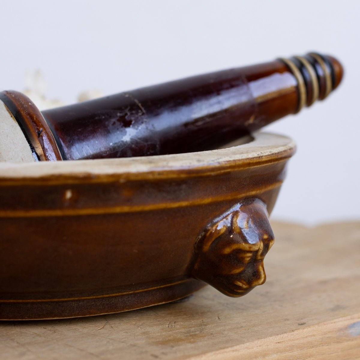 Stoneware Lion Mortar & Pestle - elsie green - the french kitchen