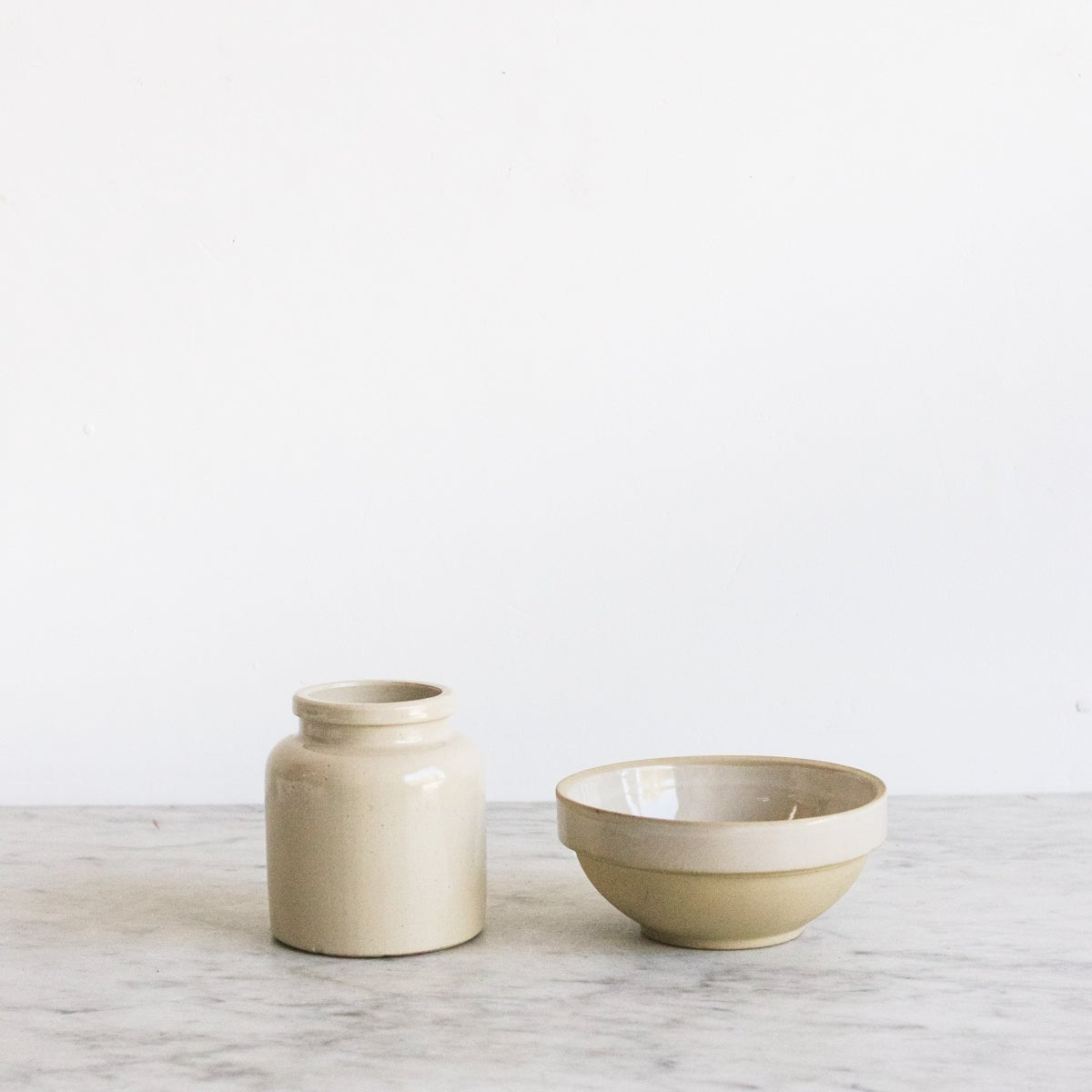 Stoneware Mustard Pot and Petite Digoin Mixing Bowl - elsie green - the french kitchen