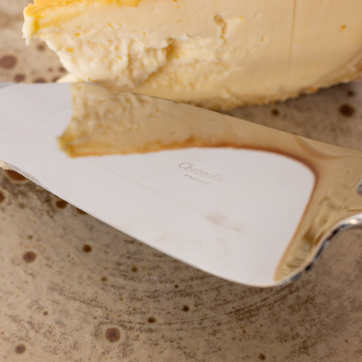 Stoneware Platter with Christofle Pie Server - elsie green - the french kitchen