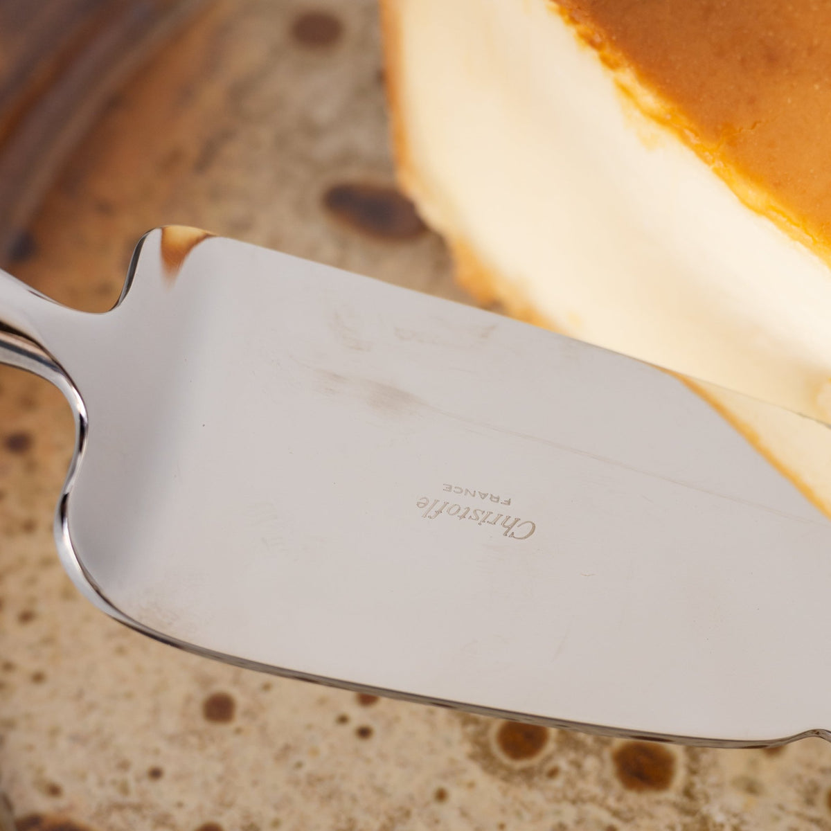 Stoneware Platter with Christofle Pie Server - elsie green - the french kitchen