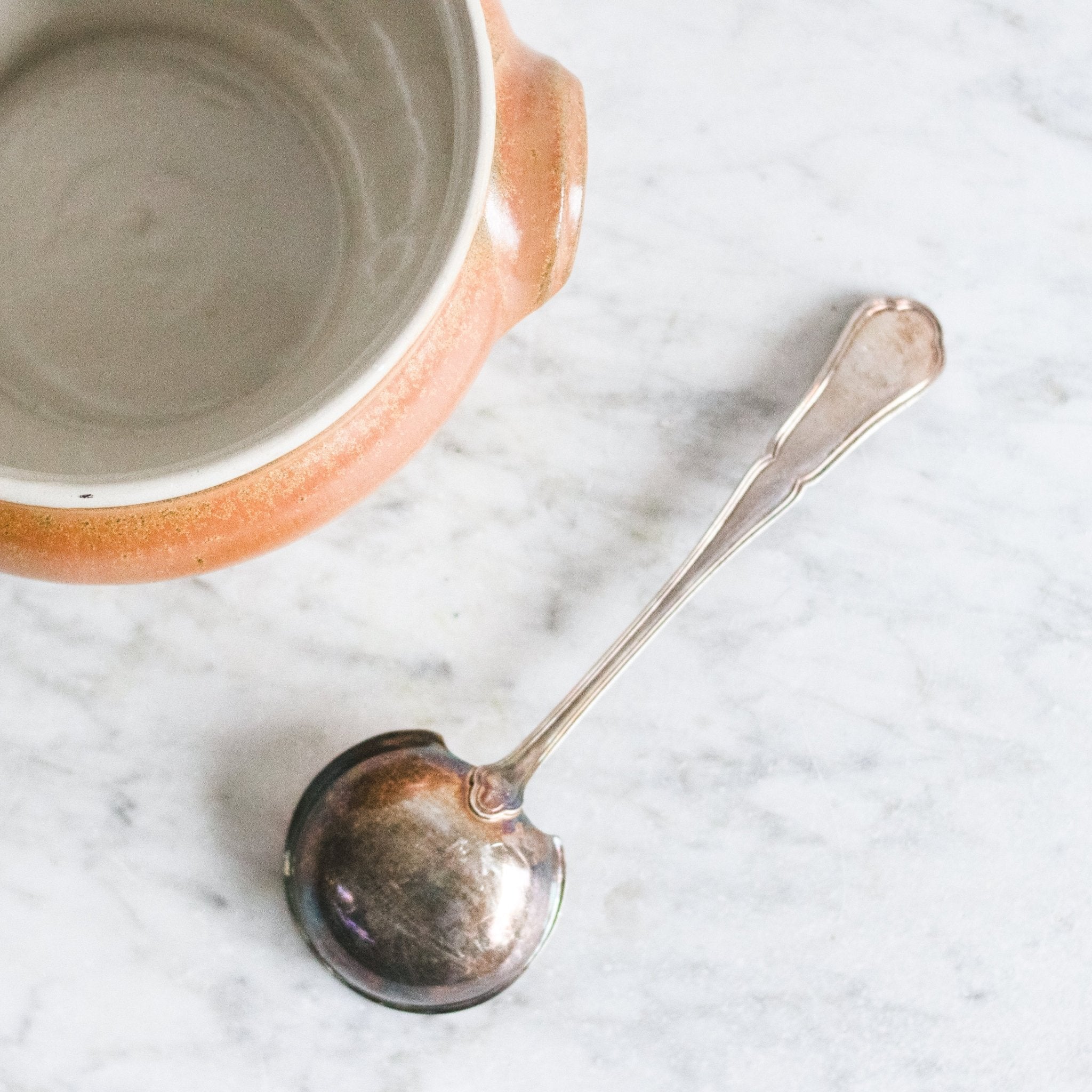 Stoneware Tureen With Silver Ladle - elsie green - The French Kitchen
