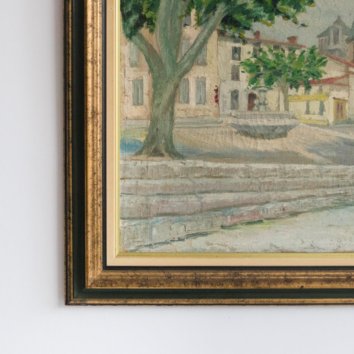 Street Scene With Pastel Buildings Oil Painting | Dated 1946 - elsie green - art
