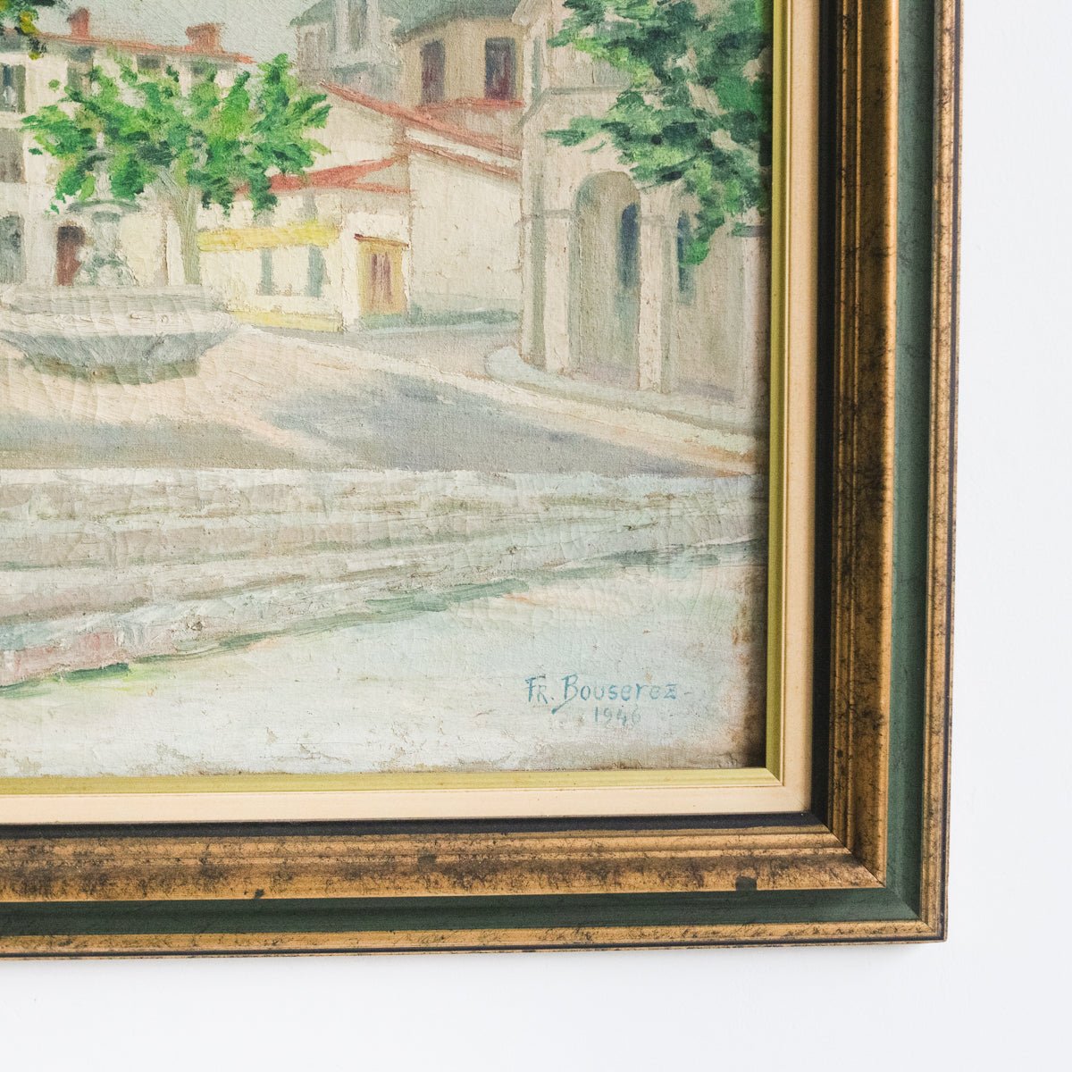 Street Scene With Pastel Buildings Oil Painting | Dated 1946 - elsie green - art