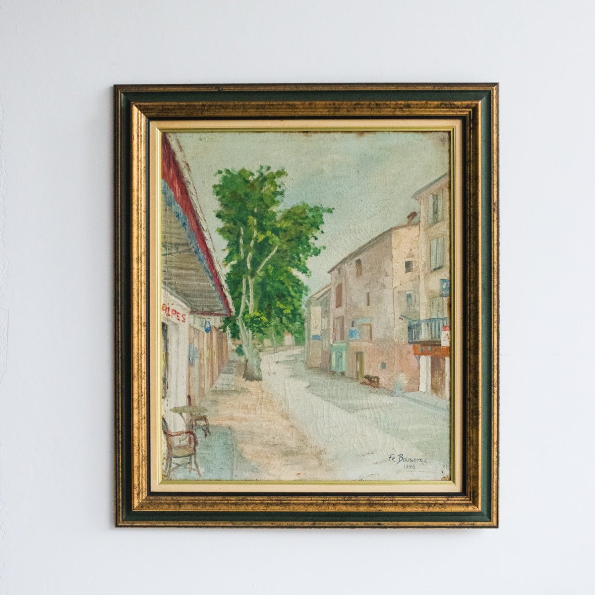 Street Scene with Pastel Buildings Oil Painting No. 2 | Dated 1946 - elsie green - art