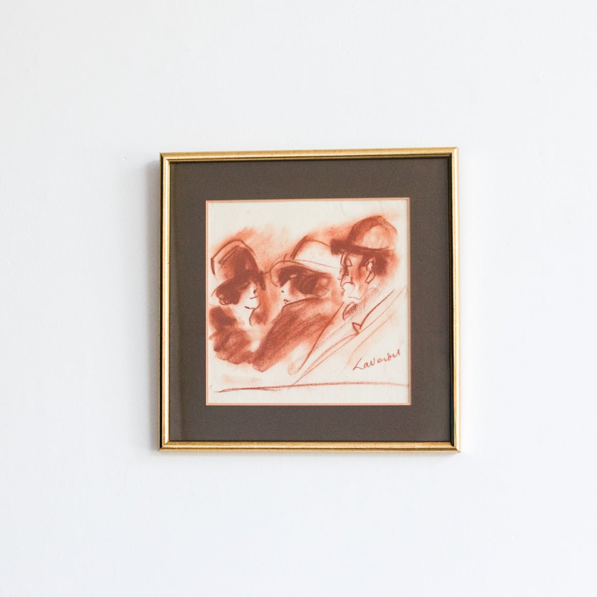 Three Figures in Conte Crayon Drawing - elsie green - art