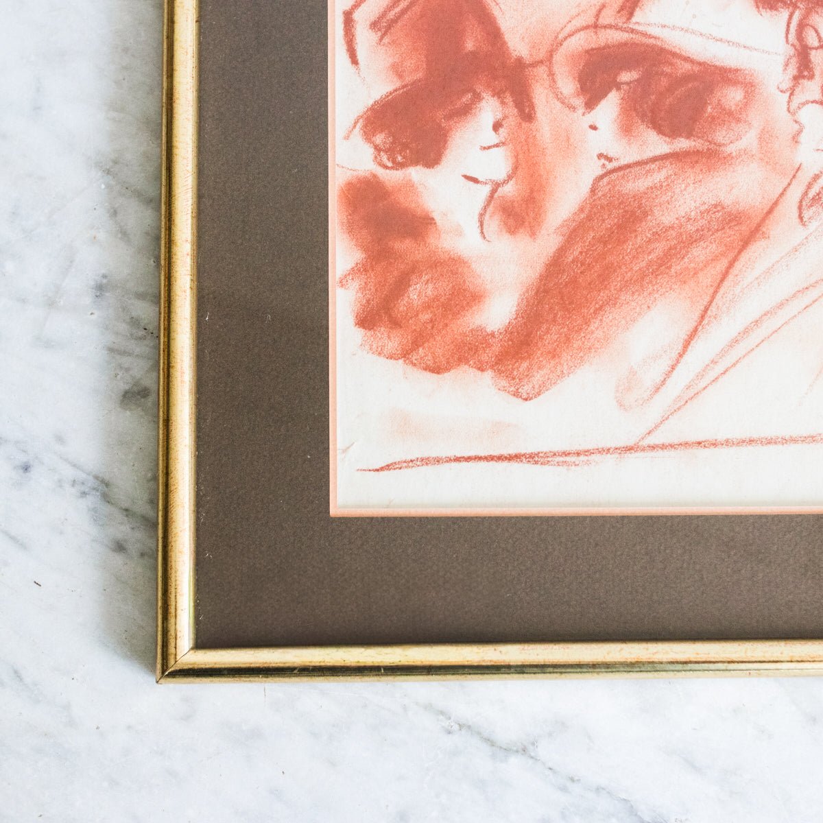 Three Figures in Conte Crayon Drawing - elsie green - art