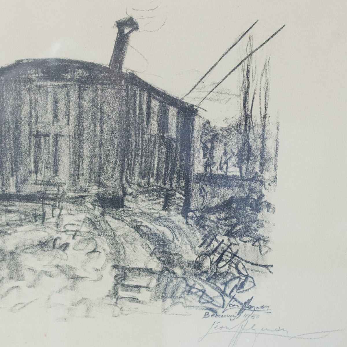 Train Car with Cathedral Drawing - elsie green - art