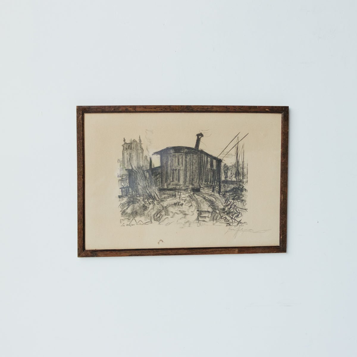 Train Car with Cathedral Drawing - elsie green - art