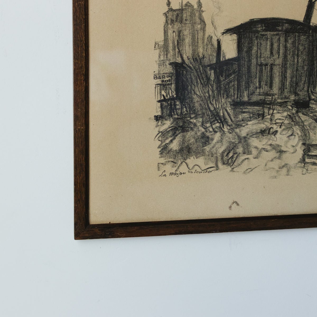 Train Car with Cathedral Drawing - elsie green - art