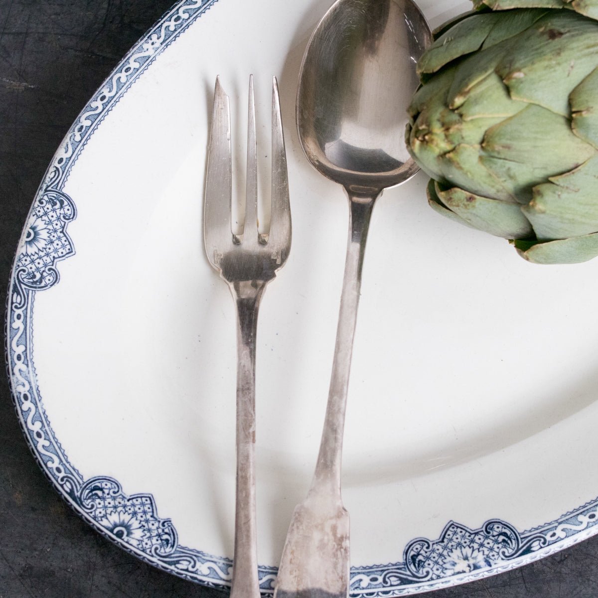 Transferware Oval Platter & Christofle Serving Set - elsie green - the french ktichen