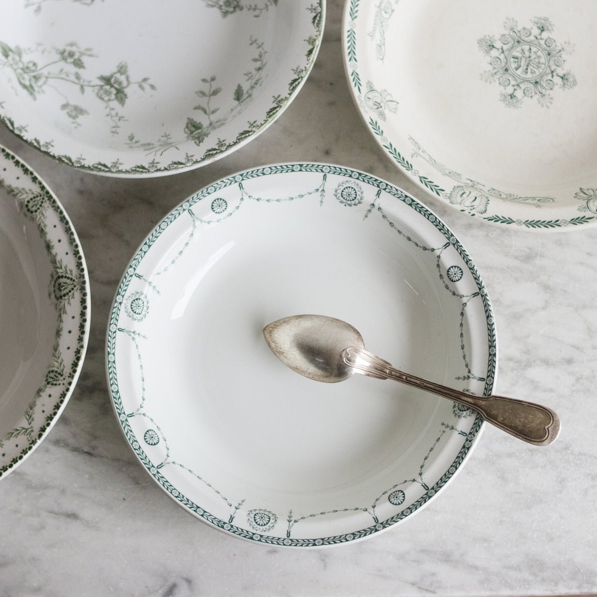Transferware Serving Bowl with Silver Serving Spoon - elsie green - The French Kitchen