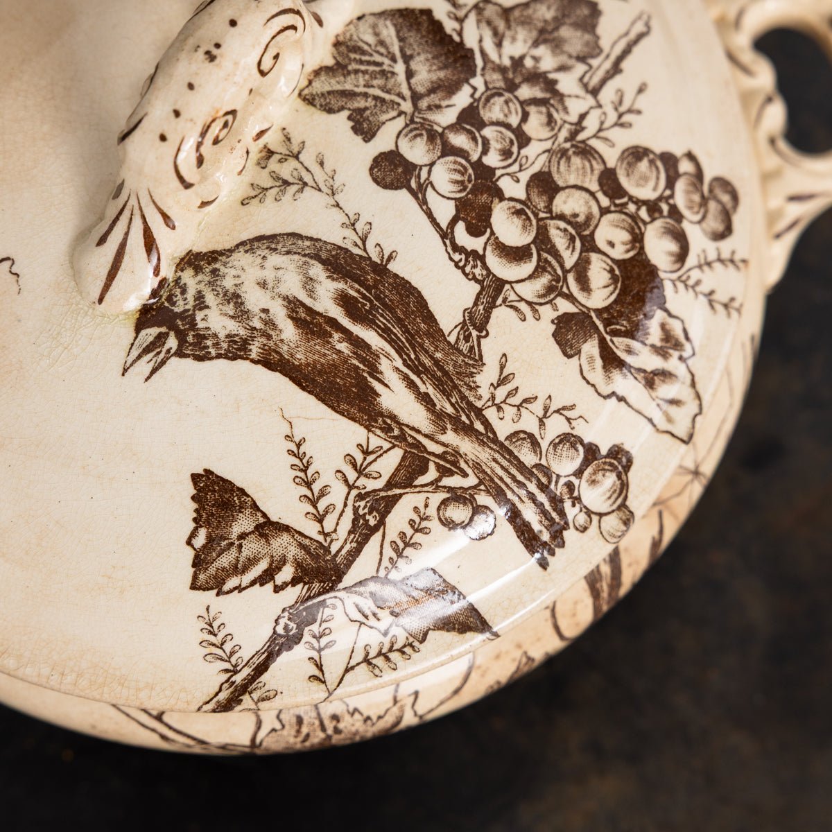 Transferware Tureen with Bird and Vines - elsie green - the french kitchen