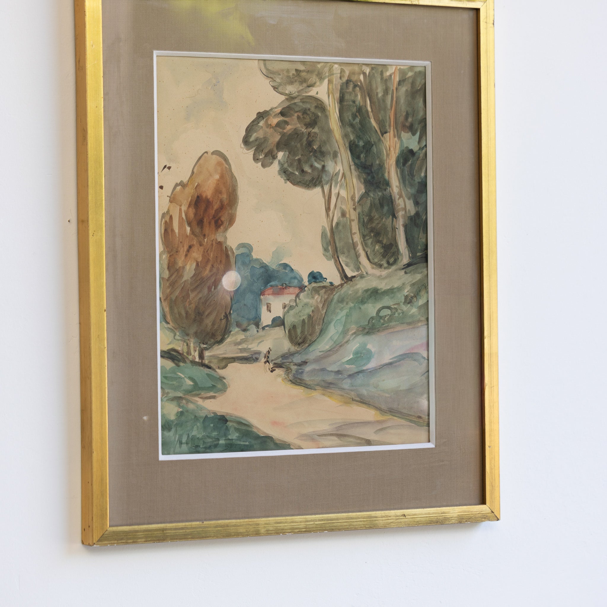 Tree Lined Path Watercolor Painting - elsie green - art