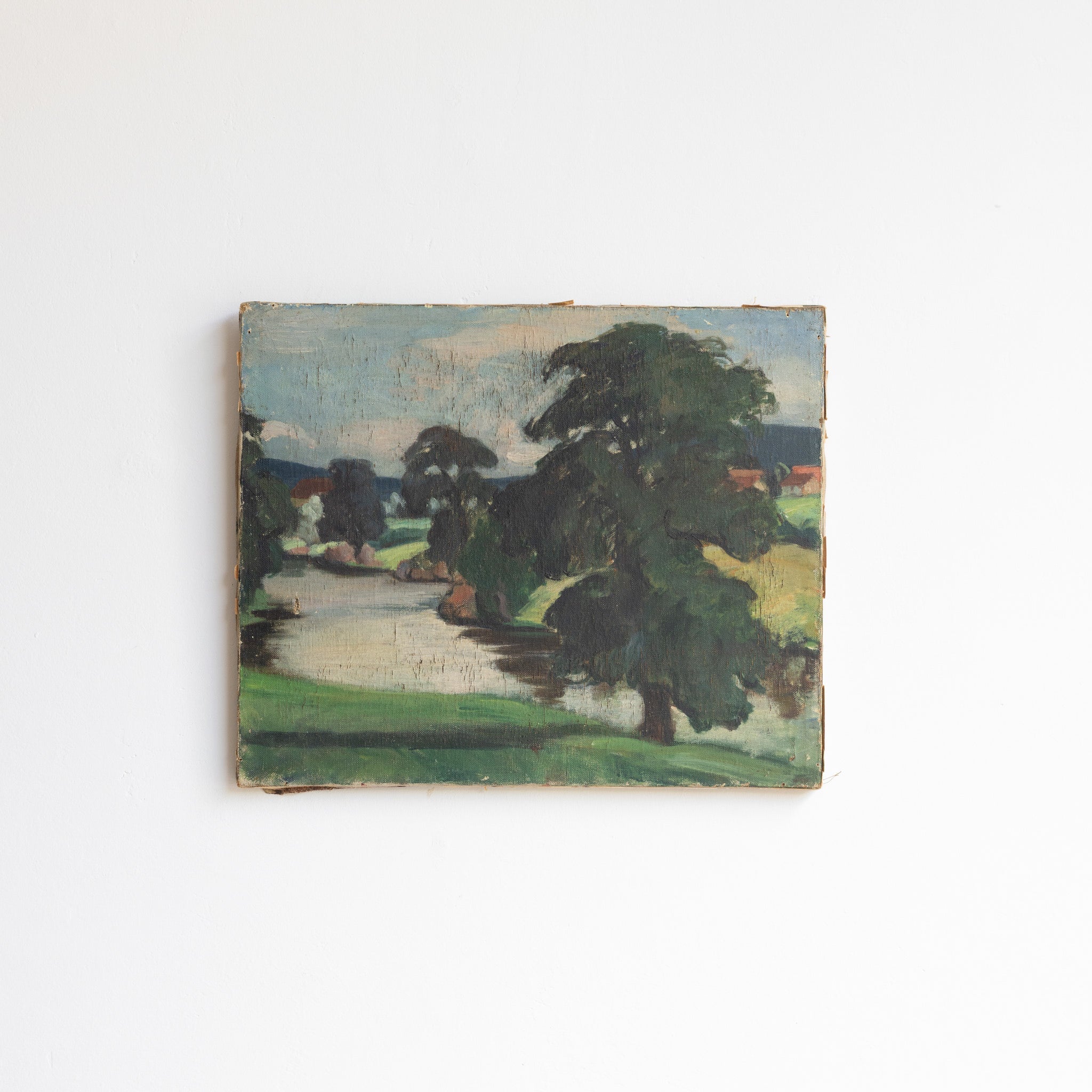 Trees by the Stream Oil Painting - elsie green - art