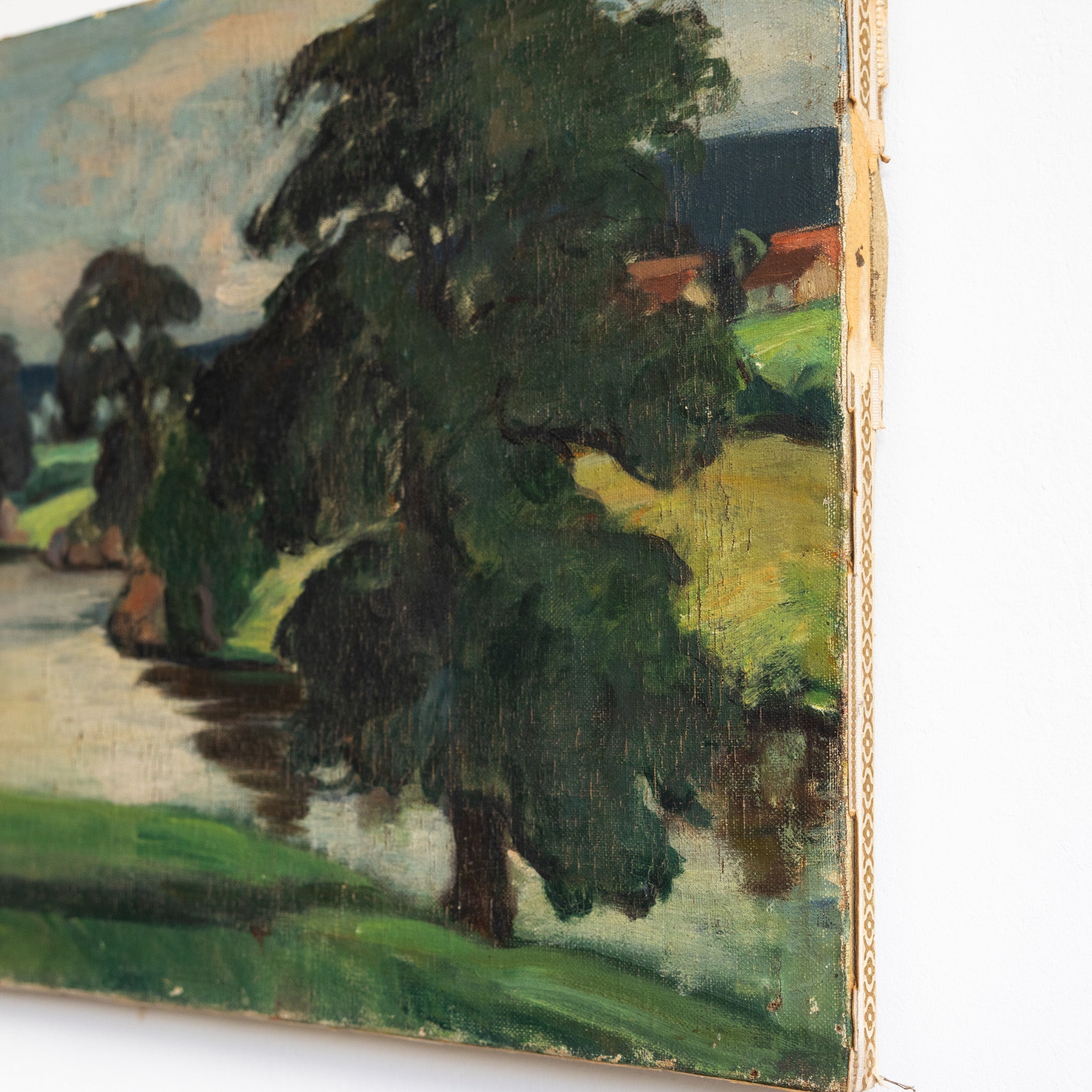 Trees by the Stream Oil Painting - elsie green - art
