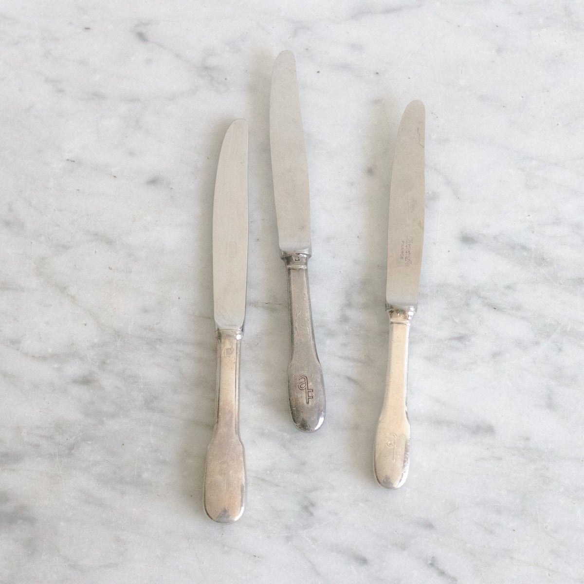 Trio of Christofle Hotel Silver Knives - elsie green - the french kitchen