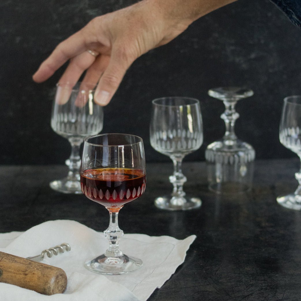 Trio of Etched Crystal Wine - elsie green - The French Kitchen