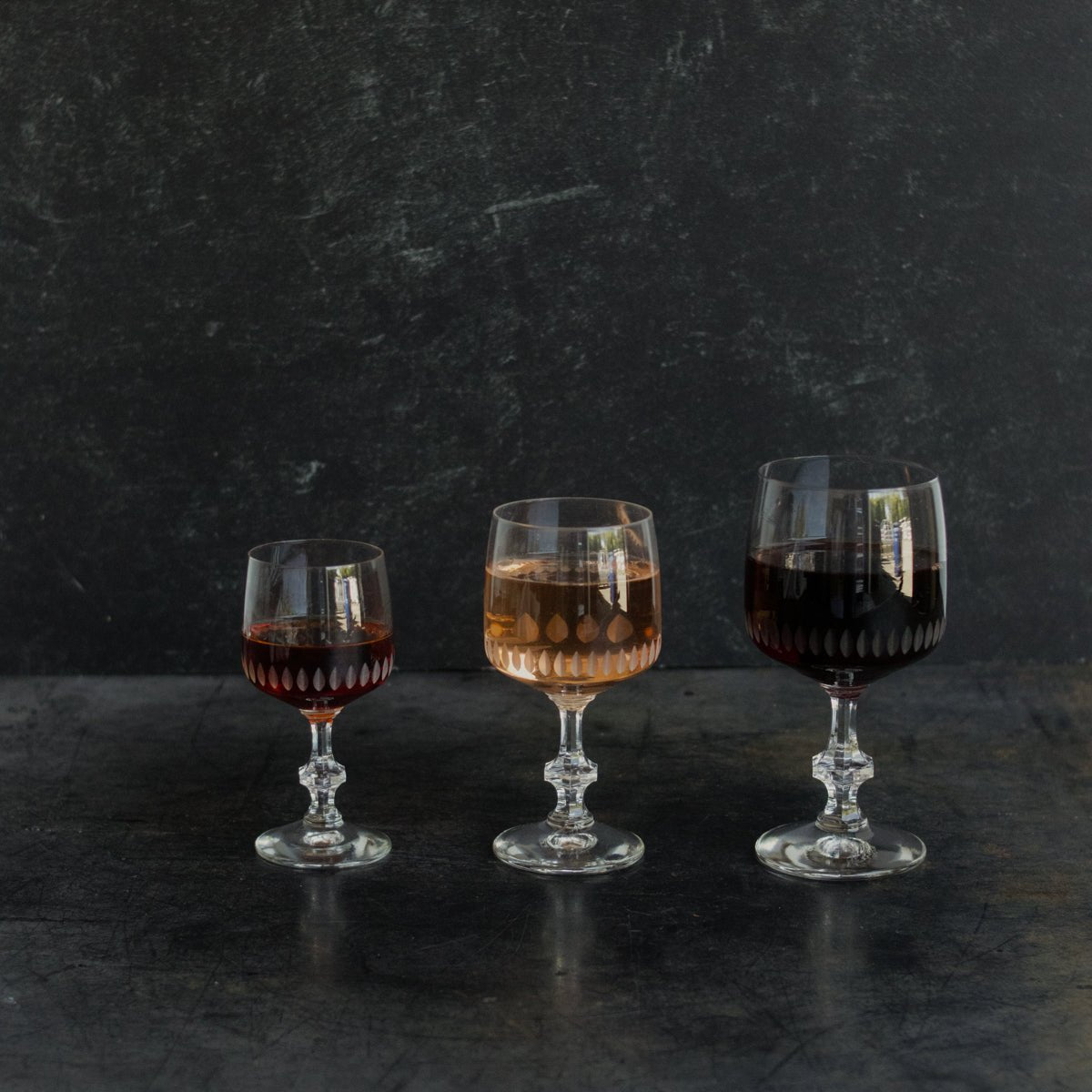 Trio of Etched Crystal Wine - elsie green - The French Kitchen