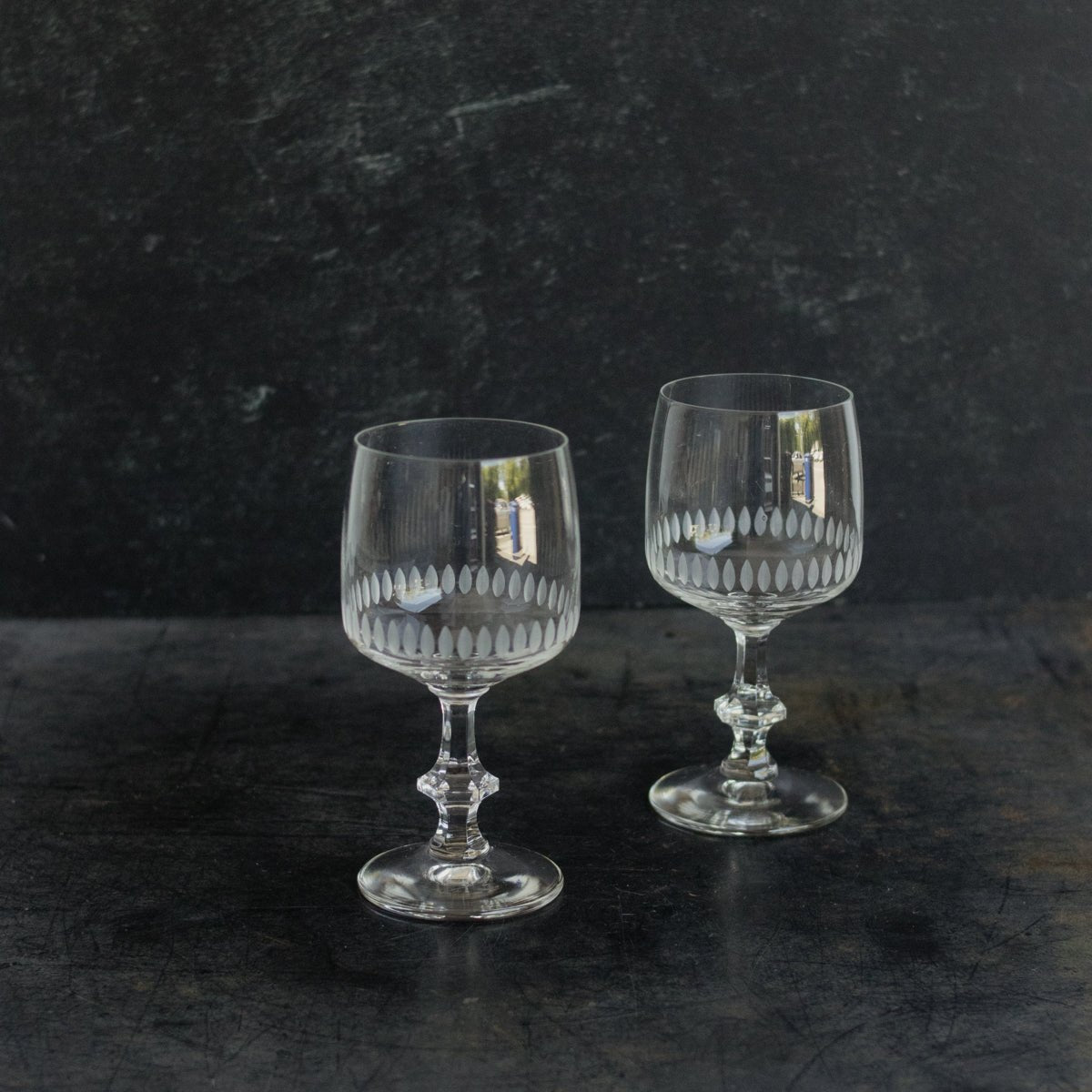 Trio of Etched Crystal Wine - elsie green - The French Kitchen