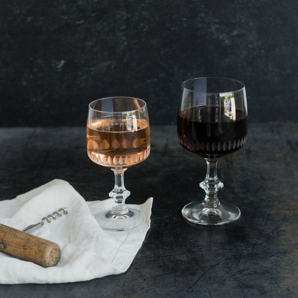 Trio of Etched Crystal Wine - elsie green - The French Kitchen