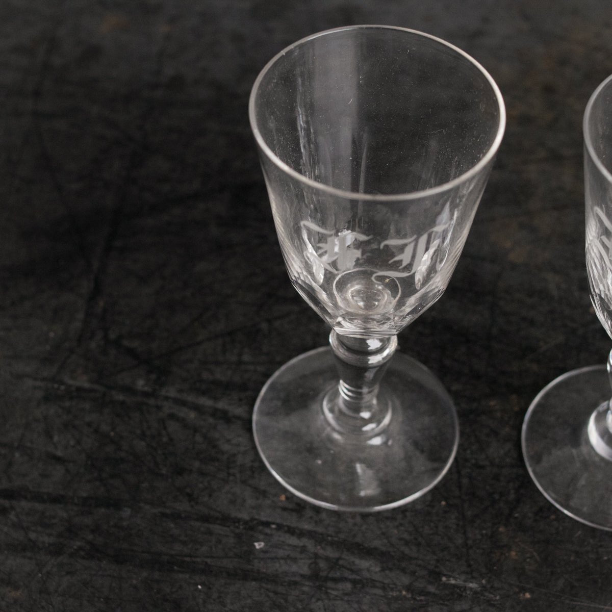 Trio of Monogrammed Crystal Aperitif Glasses - elsie green - the french kitchen