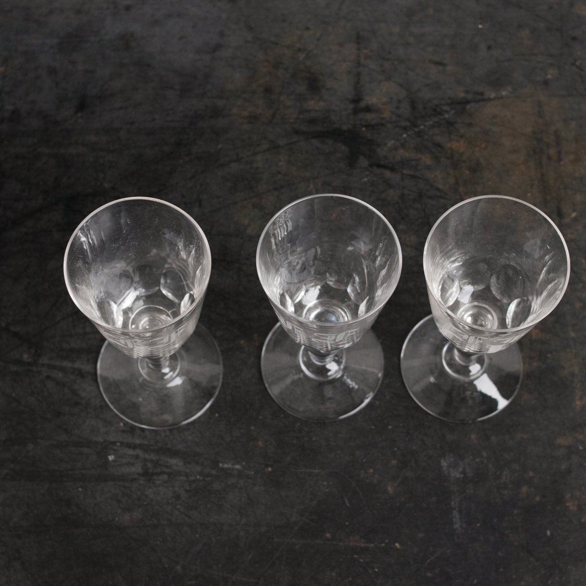 Trio of Monogrammed Crystal Aperitif Glasses - elsie green - the french kitchen