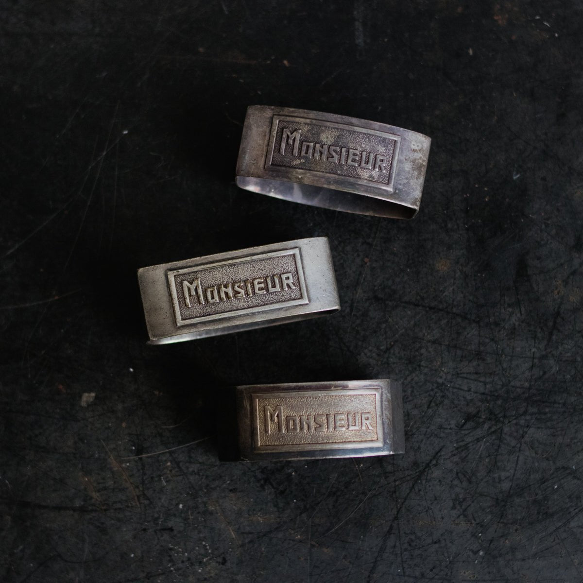 Trio of Silver Napkin Rings | Messieurs Only - elsie green - the french kitchen