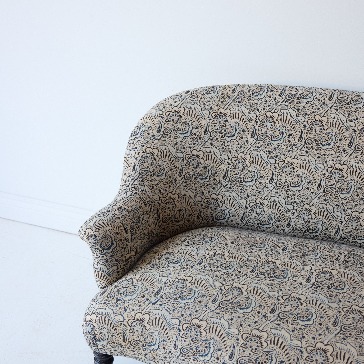 Upholstered Vintage Crapaud Settee | Alexandra Indigo - elsie green - Furniture