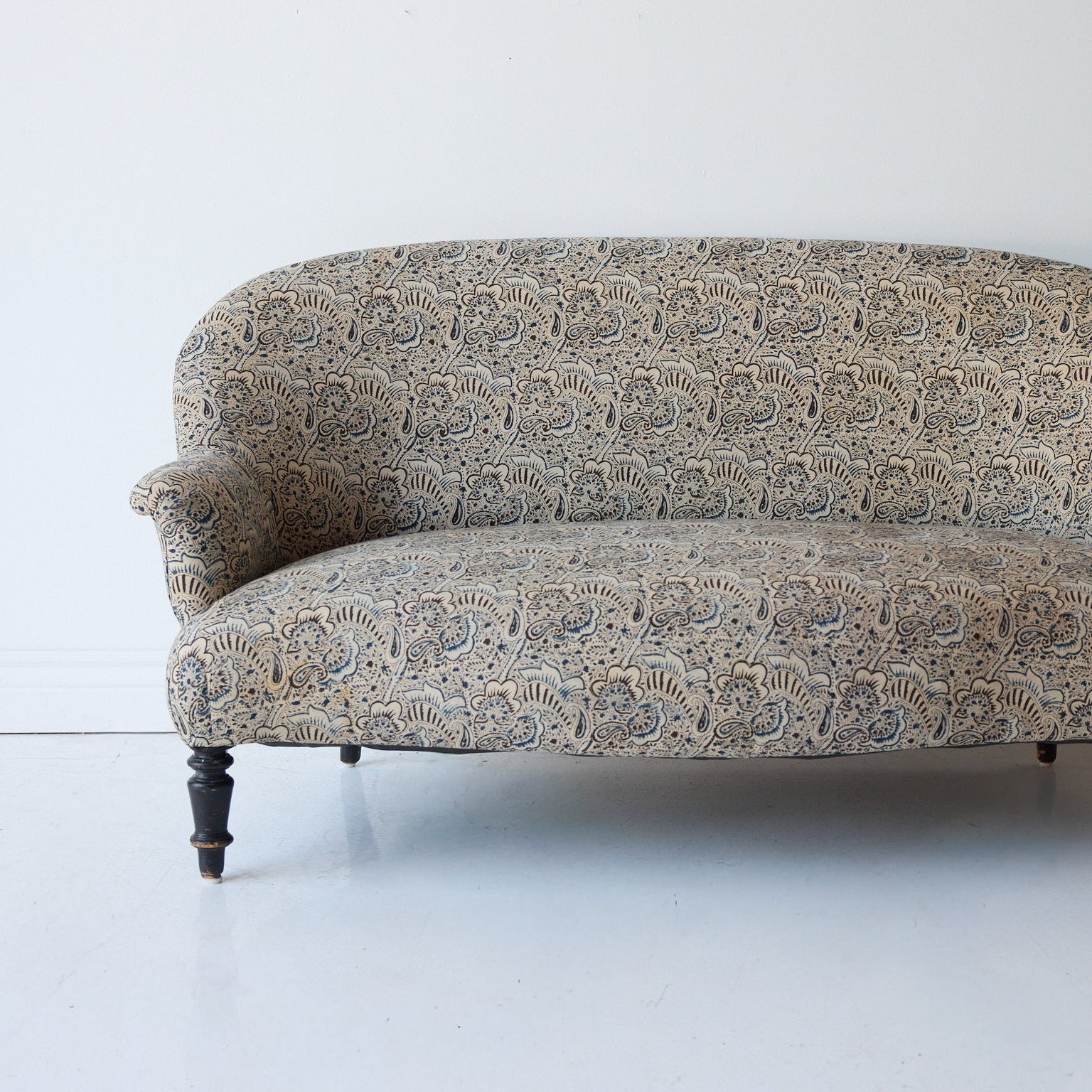 Upholstered Vintage Crapaud Settee | Alexandra Indigo - elsie green - Furniture