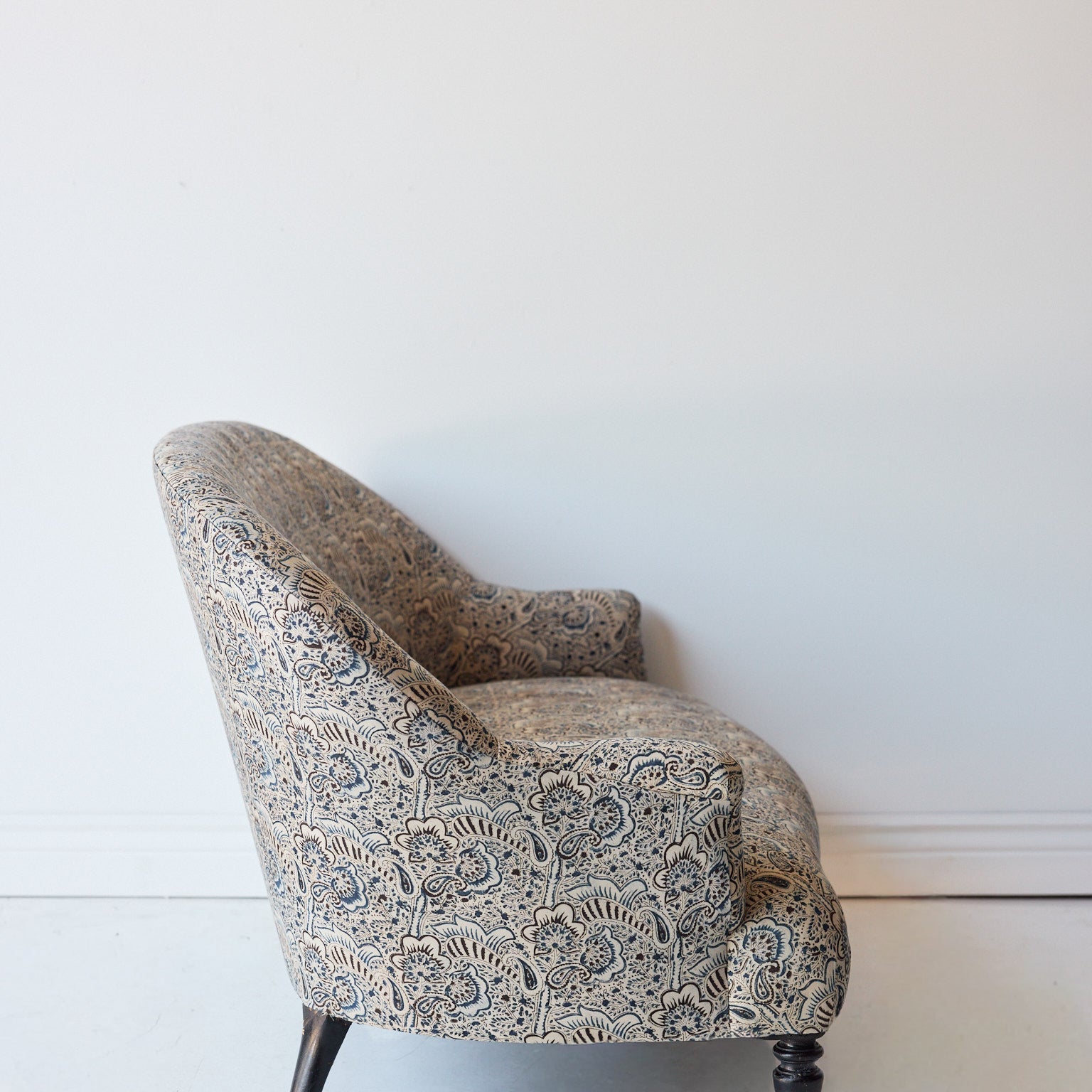 Upholstered Vintage Crapaud Settee | Alexandra Indigo - elsie green - Furniture