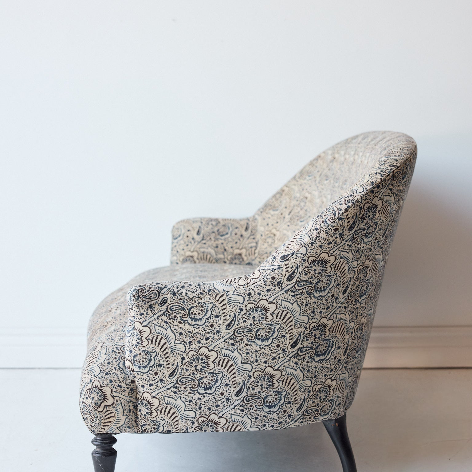 Upholstered Vintage Crapaud Settee | Alexandra Indigo - elsie green - Furniture