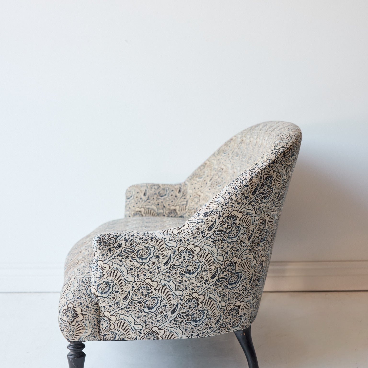 Upholstered Vintage Crapaud Settee | Alexandra Indigo - elsie green - Furniture