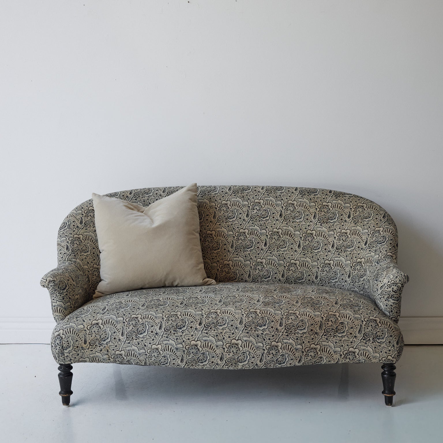 Upholstered Vintage Crapaud Settee | Alexandra Indigo - elsie green - Furniture