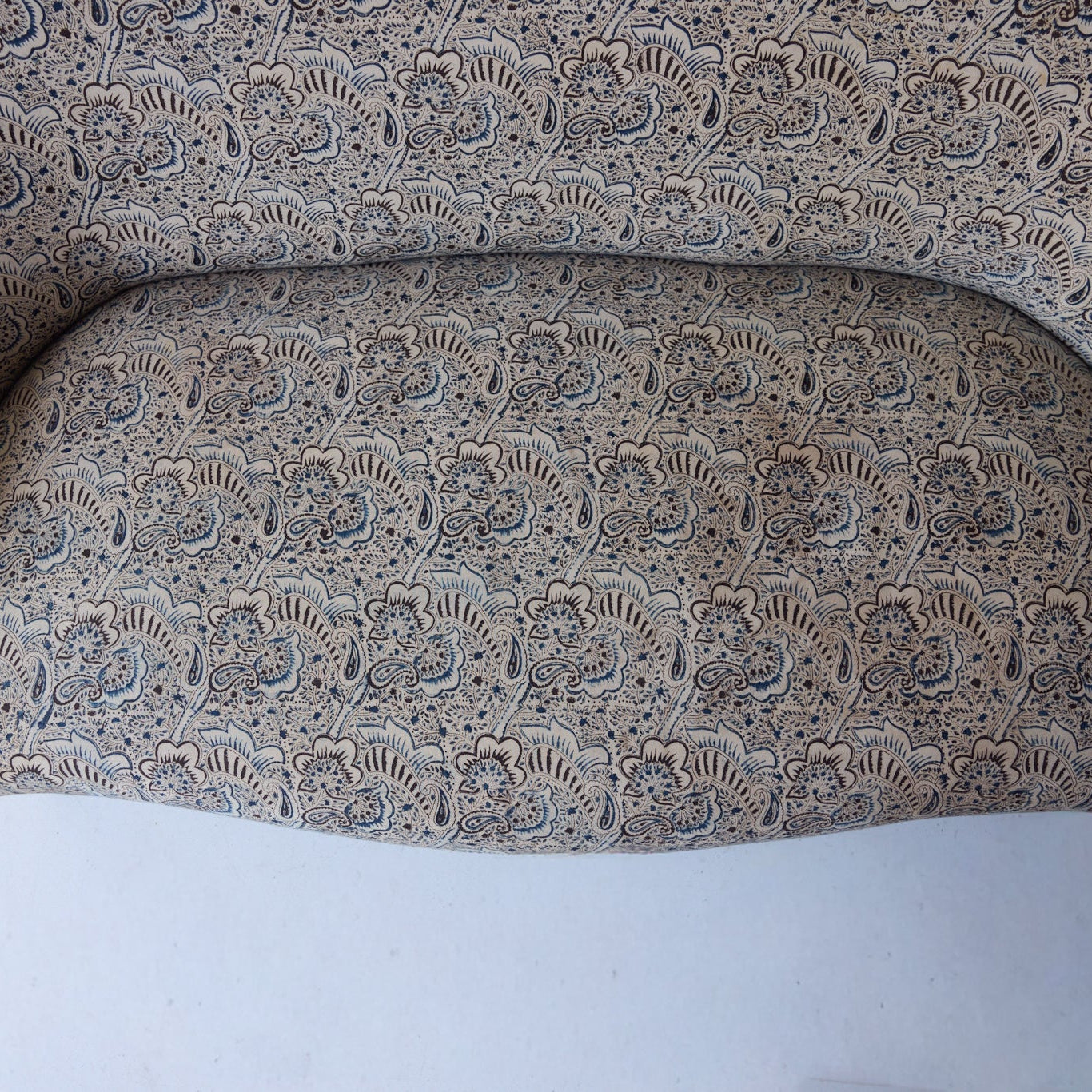 Upholstered Vintage Crapaud Settee | Alexandra Indigo - elsie green - Furniture