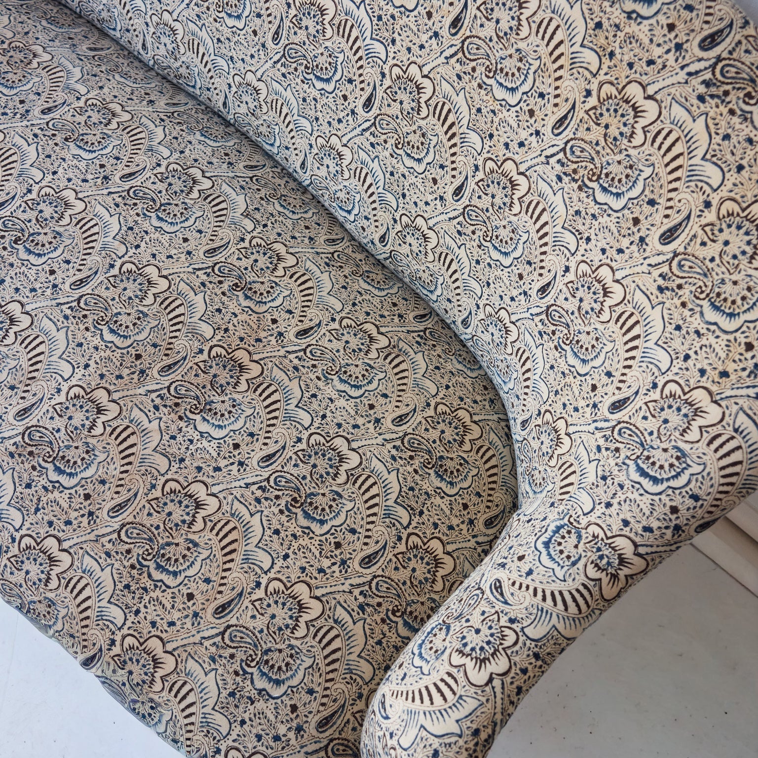 Upholstered Vintage Crapaud Settee | Alexandra Indigo - elsie green - Furniture